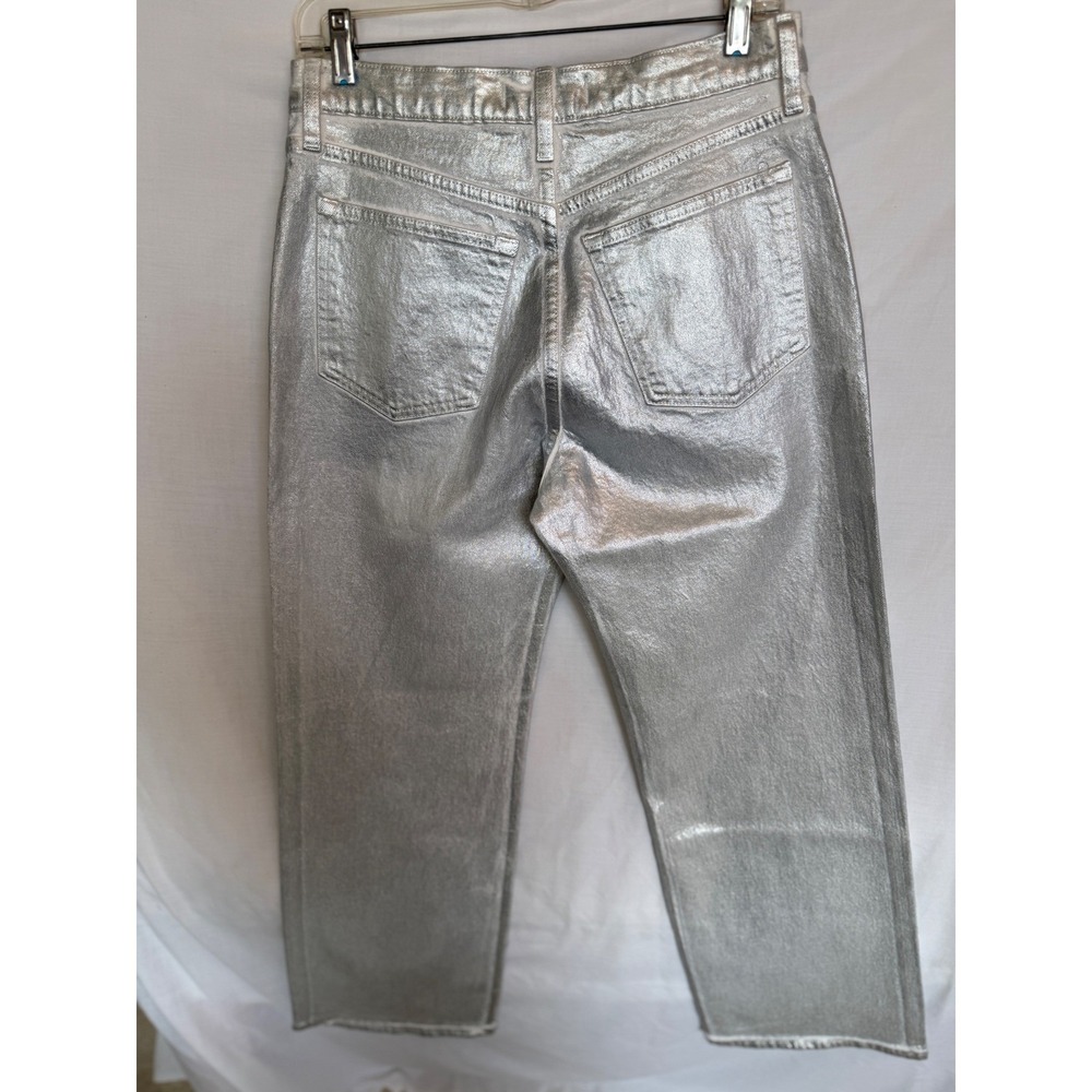 NWT Abercrombie & Fitch The 90s Relaxed High Rise Metallic Silver Jeans 28 6s - Picture 3 of 9
